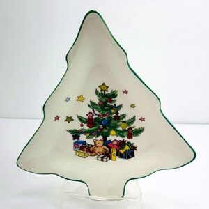 Nikko Christmas Tree Nut Candy Trinket Dish Made in Japan Vtg Replacement